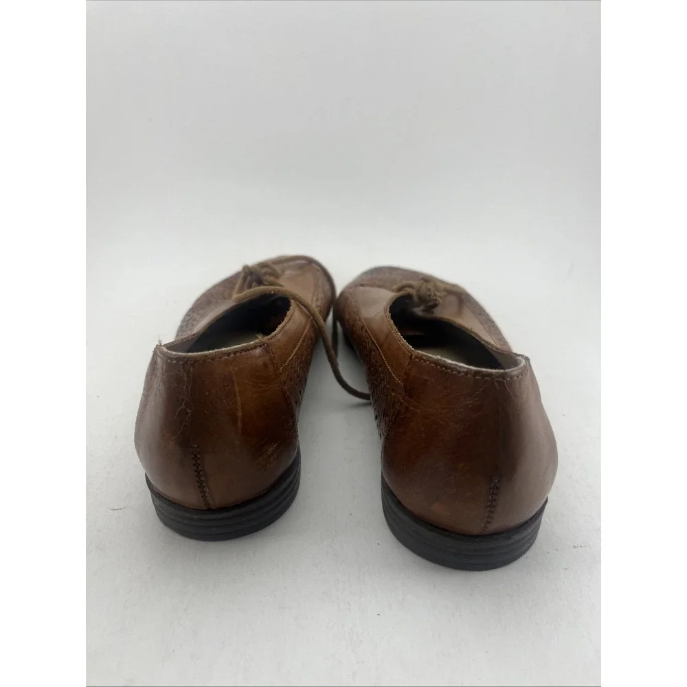 Vtg Leather Craft By Fashion Tradition Tan Cut Out Leather Shoes Sz 8.5 Womens